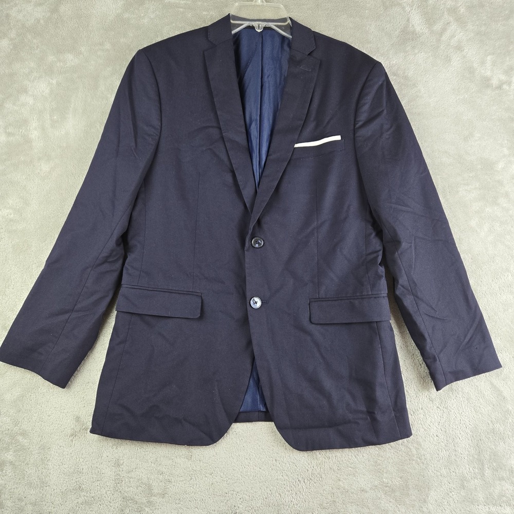 Zara Blazer Jacket Mens 38 Navy Blue Stretchy 2 Buttons Modern Cocktail Career